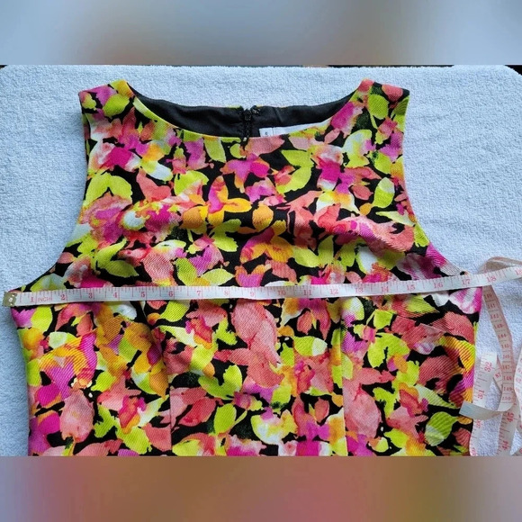 Chetta B  Sleeveless Flowered Dress Size 6 Black with pink, yellow, green, white - Picture 8 of 12